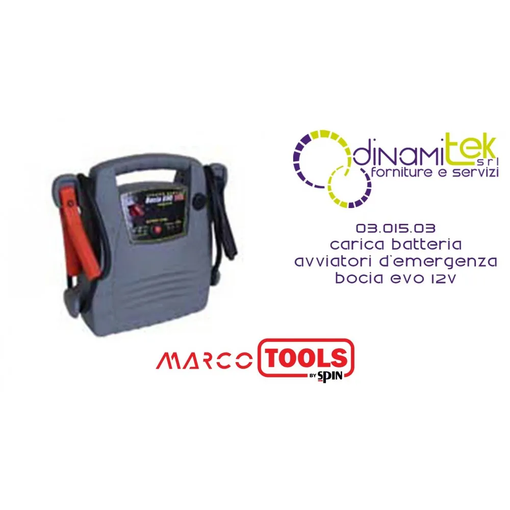 03.015.03 CARICA BATTERIA AVVIATORI D'EMERGENZA SPIN MARCO TOOLS HAPPY VAN 12V Dinamitek 1