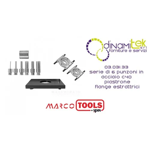 03.031.33 SERIE DI 6 PUNZONI IN ACCIAIO C40/ PIASTRONE/ FLANGE ESTRATTRICI SPIN MARCO TOOLS Dinamitek 1
