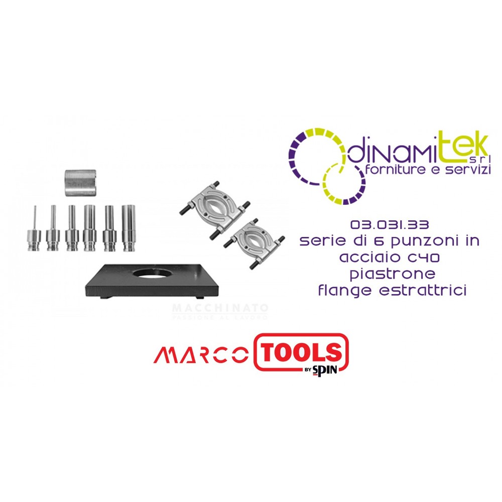 03.031.33 SERIE DI 6 PUNZONI IN ACCIAIO C40/ PIASTRONE/ FLANGE ESTRATTRICI SPIN MARCO TOOLS Dinamitek 1