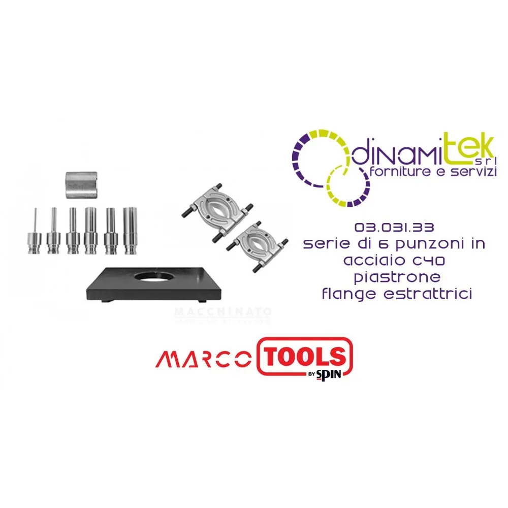 03.031.33 SERIE DI 6 PUNZONI IN ACCIAIO C40/ PIASTRONE/ FLANGE ESTRATTRICI SPIN MARCO TOOLS Dinamitek 1