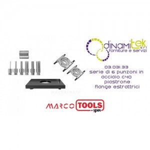 03.031.33 SERIE DI 6 PUNZONI IN ACCIAIO C40/ PIASTRONE/ FLANGE ESTRATTRICI SPIN MARCO TOOLS Dinamitek 1