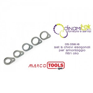 05.056.16 SET 5 CHIAVI ESAGONALI PER SMONTAGGIO FILTRI OLIO SPIN MARCO TOOLS Dinamitek 1