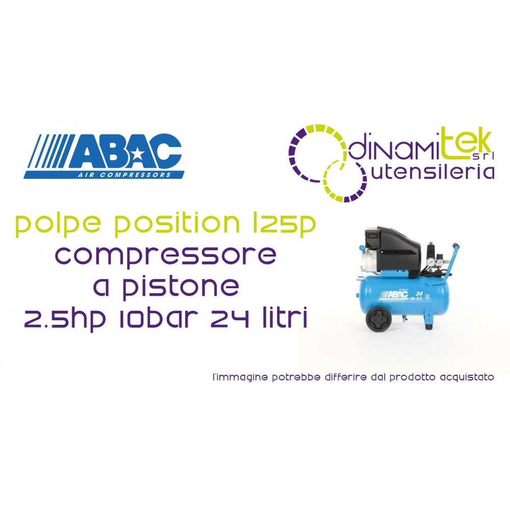 ABAC 1129100042 POLPE POSITION L25P COMPRESSORE A PISTONE COASSIALE ABAC PRO LINE 2.5HP 10BAR 24 LITRI Dinamitek 1