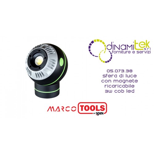 05.073.38 SFERA DI LUCE CON MAGNETE RICARICABILE 3W COB LED SPIN MARCO TOOLS Dinamitek 1