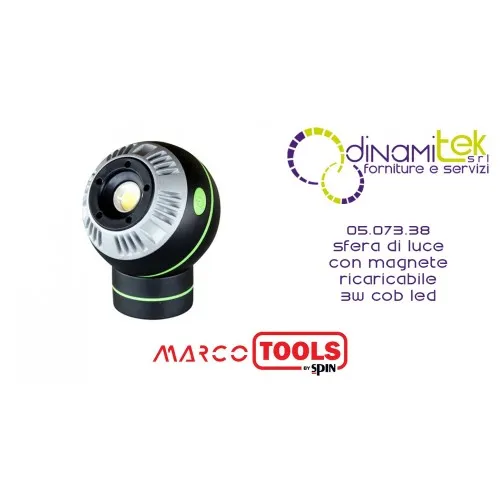 05.073.38 SFERA DI LUCE CON MAGNETE RICARICABILE 3W COB LED SPIN MARCO TOOLS Dinamitek 1