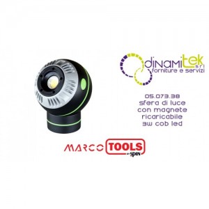 05.073.38 SFERA DI LUCE CON MAGNETE RICARICABILE 3W COB LED SPIN MARCO TOOLS Dinamitek 1
