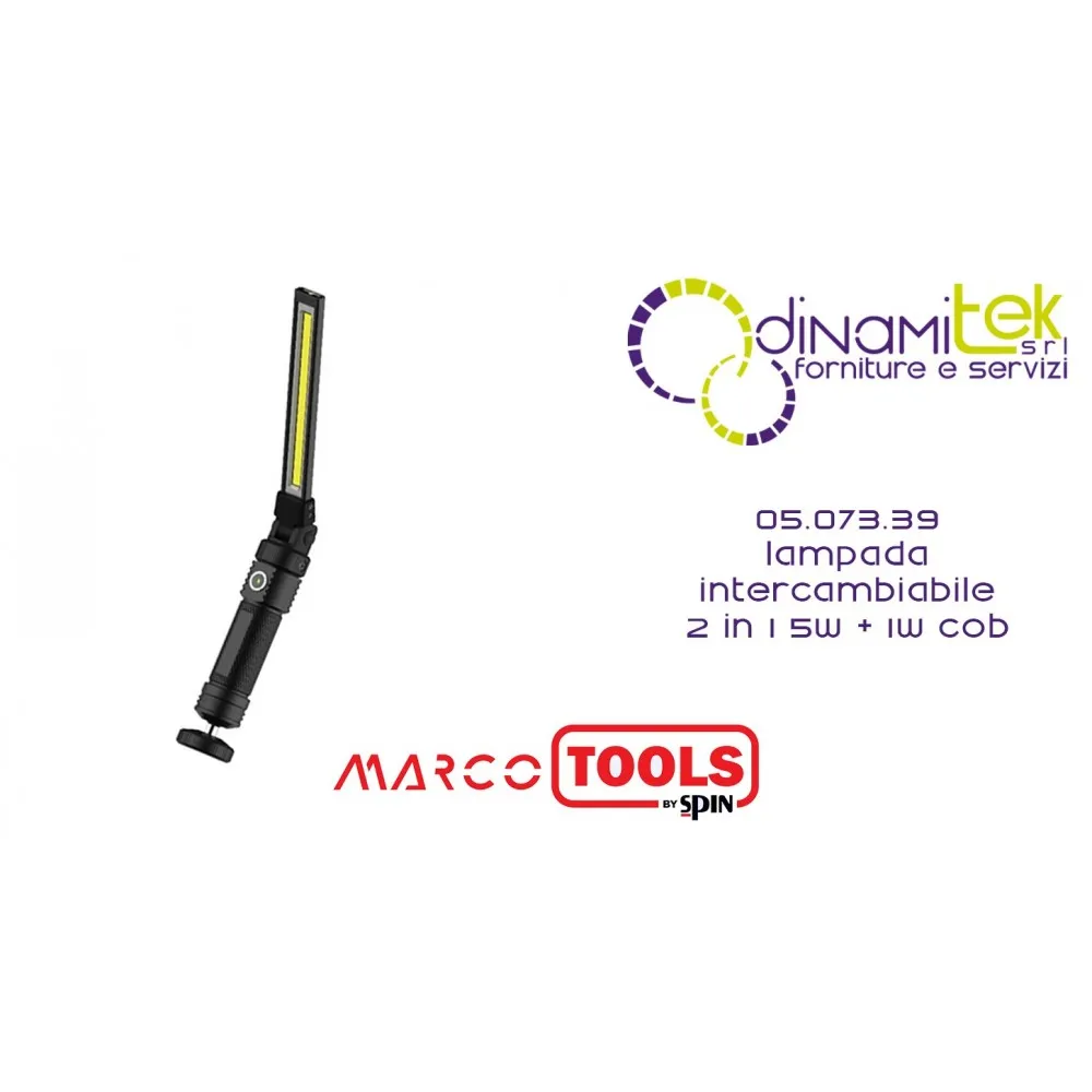 05.073.39 LAMPADA INTERCAMBIABILE 2 IN 1 5W + 1W COB SPIN MARCO TOOLS Dinamitek 1