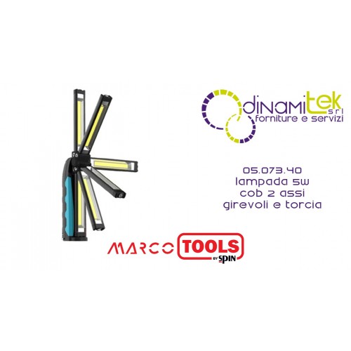 05.073.40 LAMPADA 5W COB 2 ASSI GIREVOLI E TORCIA SPIN MARCO TOOLS Dinamitek 1