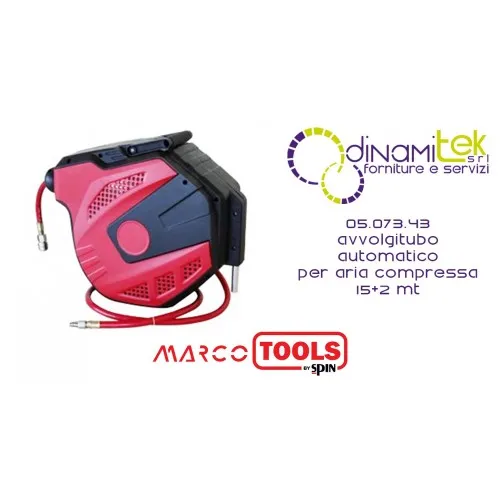 05.073.43 AVVOLGITUBO AUTOMATICO PER ARIA COMPRESSA 15+2 mt SPIN MARCO TOOLS Dinamitek 1