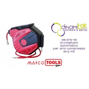 05.073.43 AVVOLGITUBO AUTOMATICO PER ARIA COMPRESSA 15+2 mt SPIN MARCO TOOLS Dinamitek 1