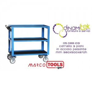 05.088.109 CARRELLO 3 PIANI IN ACCIAIO TIPO PESANTE mm 980x500x870h SPIN MARCO TOOLS Dinamitek 1