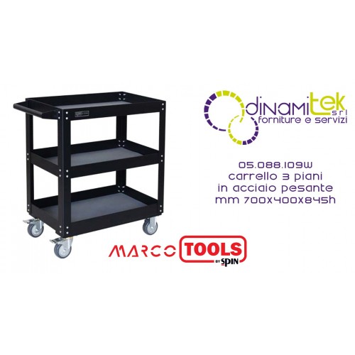 05.088.109W CARRELLO 3 PIANI IN ACCIAIO TIPO PESANTE mm 700x400x845h SPIN MARCO TOOLS Dinamitek 1