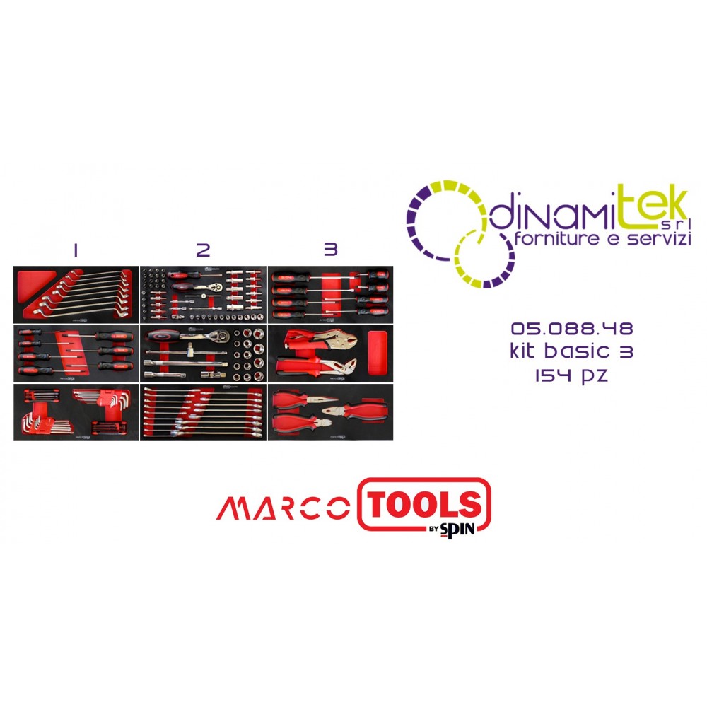 05.088.48 KIT BASIC 3/161 UTENSILI PER CARRELLI SPIN MARCO TOOLS Dinamitek 1