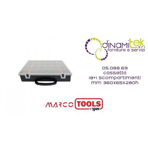 05.088.69 CASSETTA CON 18+1 SCOMPARTIMENTI mm 360x65x280h SPIN MARCO TOOLS Dinamitek 1