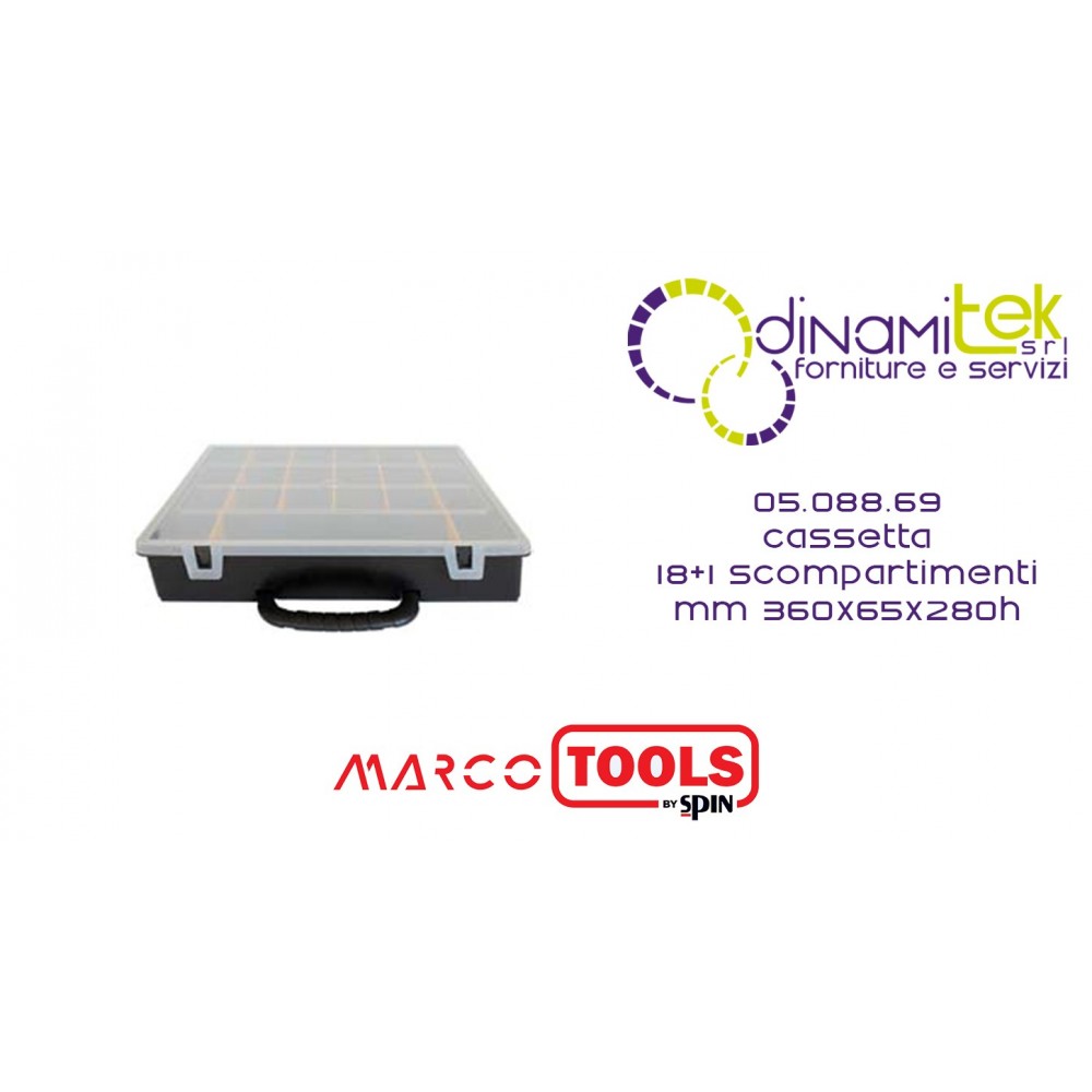 05.088.69 CASSETTA CON 18+1 SCOMPARTIMENTI mm 360x65x280h SPIN MARCO TOOLS Dinamitek 1