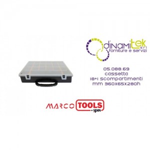 05.088.69 CASSETTA CON 18+1 SCOMPARTIMENTI mm 360x65x280h SPIN MARCO TOOLS Dinamitek 1