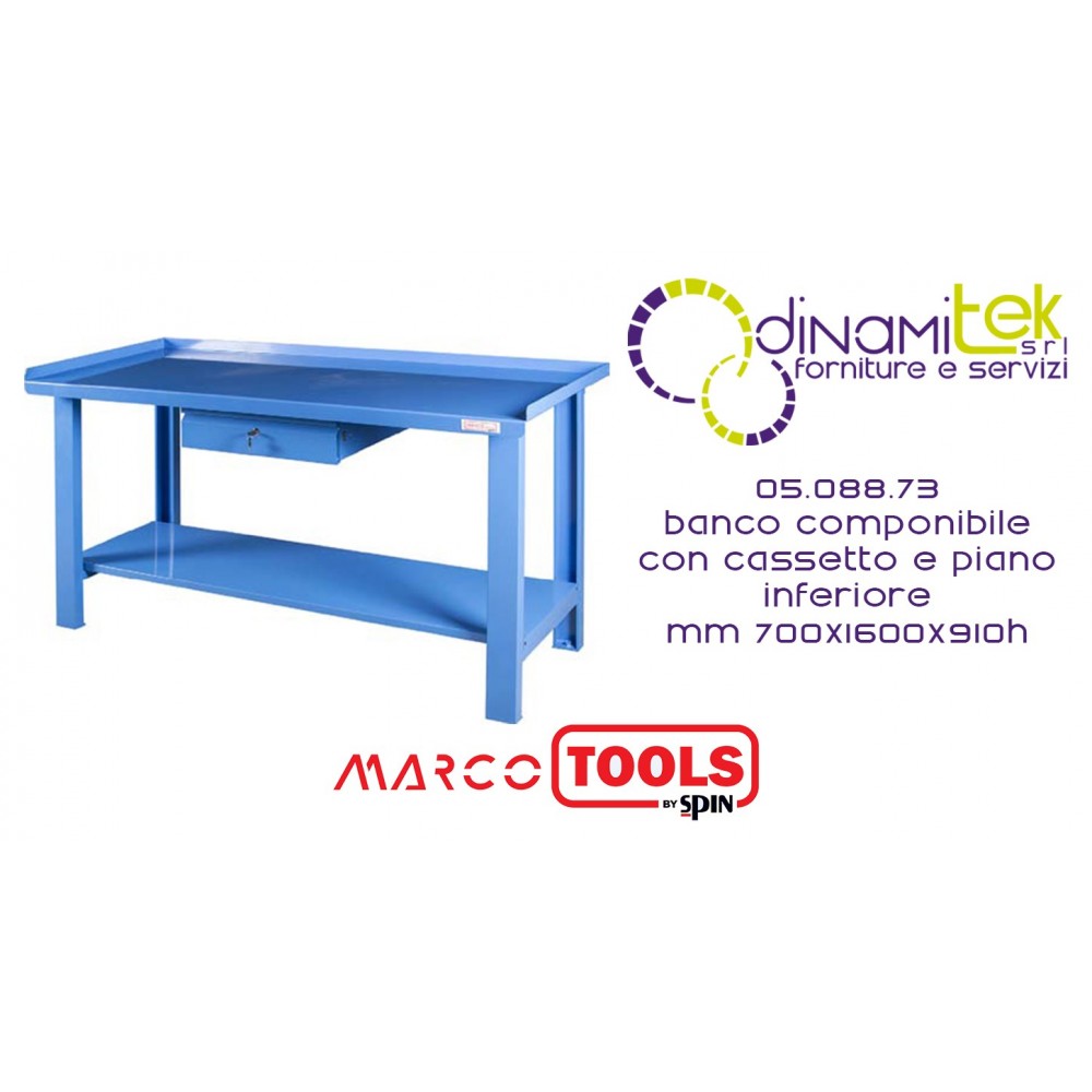 05.088.73 BANCO COMPONIBILE CON CASSETTO E PIANO INFERIORE mm 700x1600x910h SPIN MARCO TOOLS Dinamitek 1