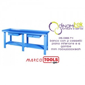 SPIN 05.088.74 BANCO COMPONIBILE CON 2 CASSETTI PIANO INFERIORE E 6 GAMBE mm 700x2000x910h Dinamitek 1