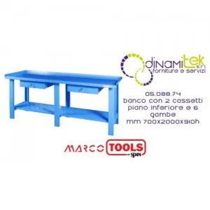 05.088.74 BANCO COMPONIBILE CON 2 CASSETTI PIANO INFERIORE E 6 GAMBE mm 700x2000x910h SPIN MARCO TOOLS Dinamitek 1