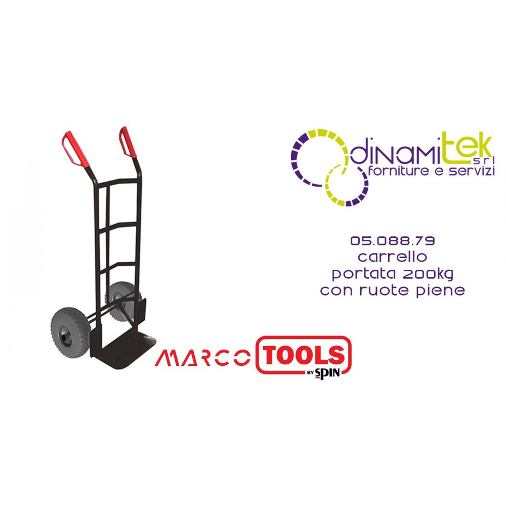 05.088.79 CARRELLO PORTATA 200kg CON RUOTE IN POLIURETANO PIENE SPIN MARCO TOOLS Dinamitek 1