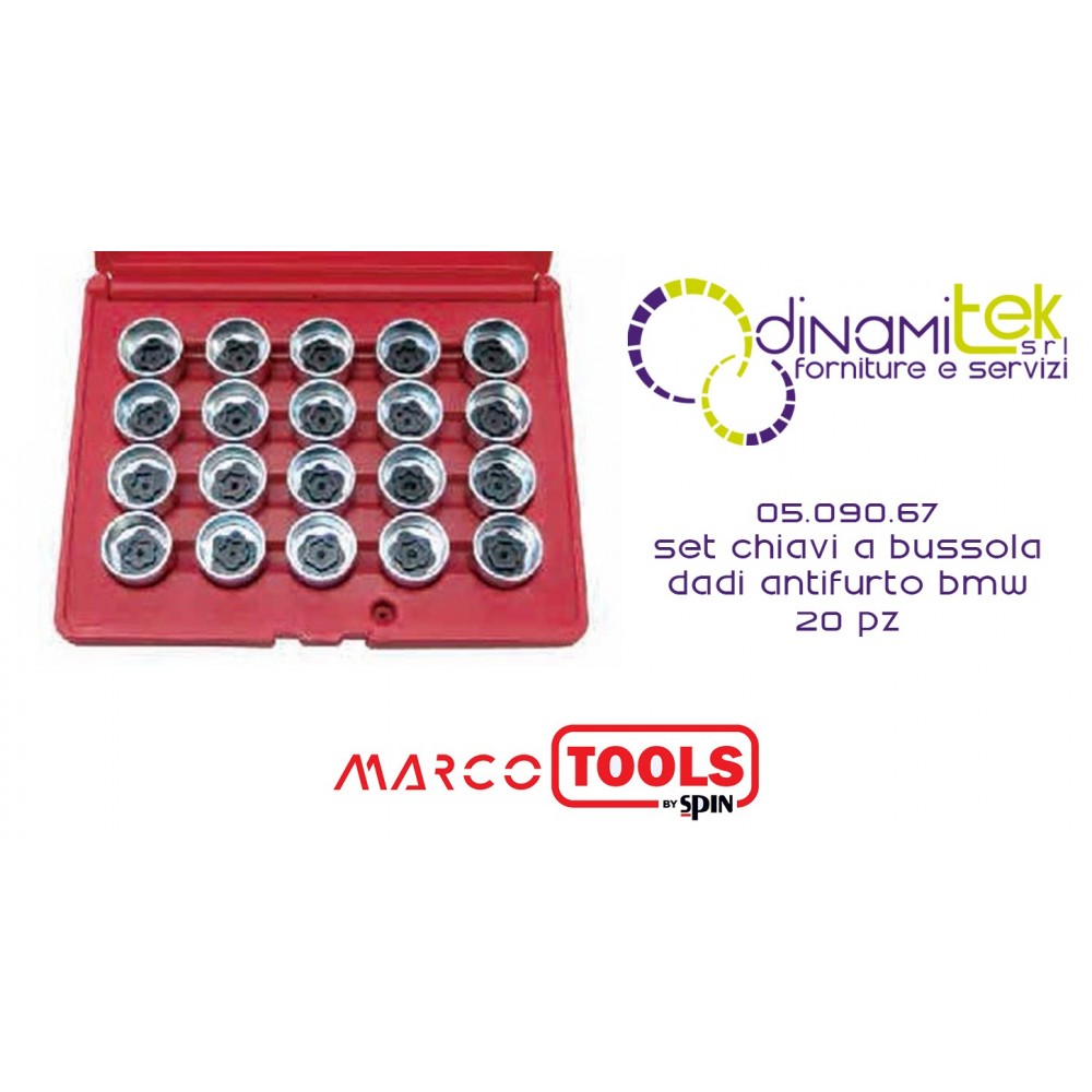 05.090.67 SET 20 CHIAVI A BUSSOLA PER RIMOZIONE DADI ANTIFURTO BMW SPIN MARCO TOOLS Dinamitek 1