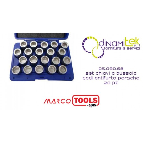 05.090.68 SET 20 CHIAVI A BUSSOLA PER RIMOZIONE DADI ANTIFURTO PORSCHE SPIN MARCO TOOLS Dinamitek 1