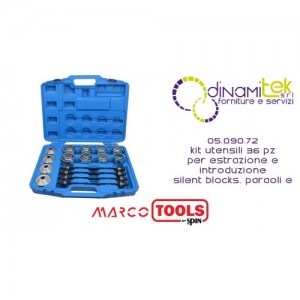 SPIN 05.090.72 KIT DI 36 UTENSILI PER ESTRAZIONE E INTRODUZIONE SILENT BLOCKS PARAOLI E CUSCINETTI Dinamitek 1