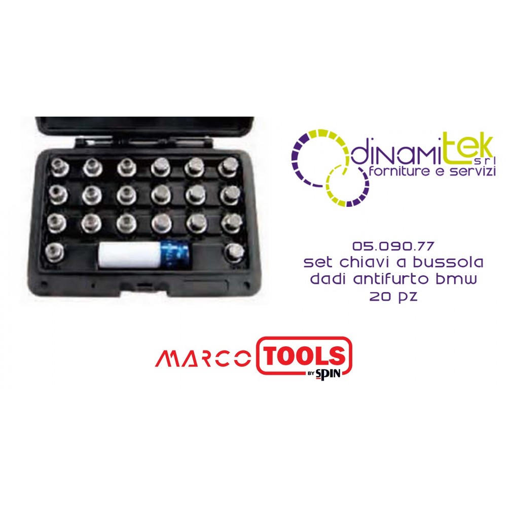 05.090.77 SET 20 CHIAVI A BUSSOLA PER RIMOZIONE DADI ANTIFURTO BMW SPIN MARCO TOOLS Dinamitek 1
