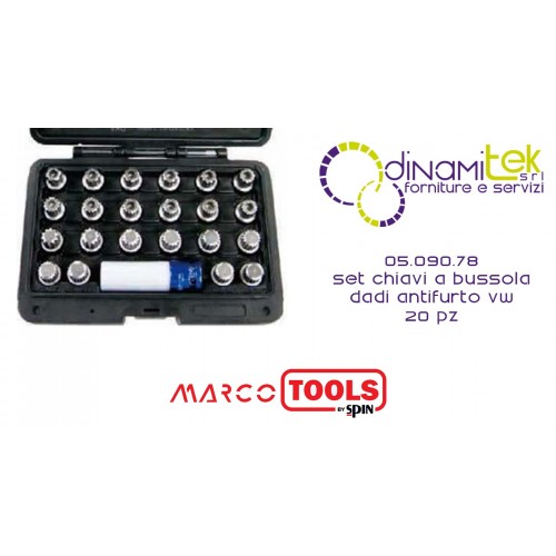 05.090.78 SET 20 CHIAVI A BUSSOLA PER RIMOZIONE DADI ANTIFURTO VW SPIN MARCO TOOLS Dinamitek 1