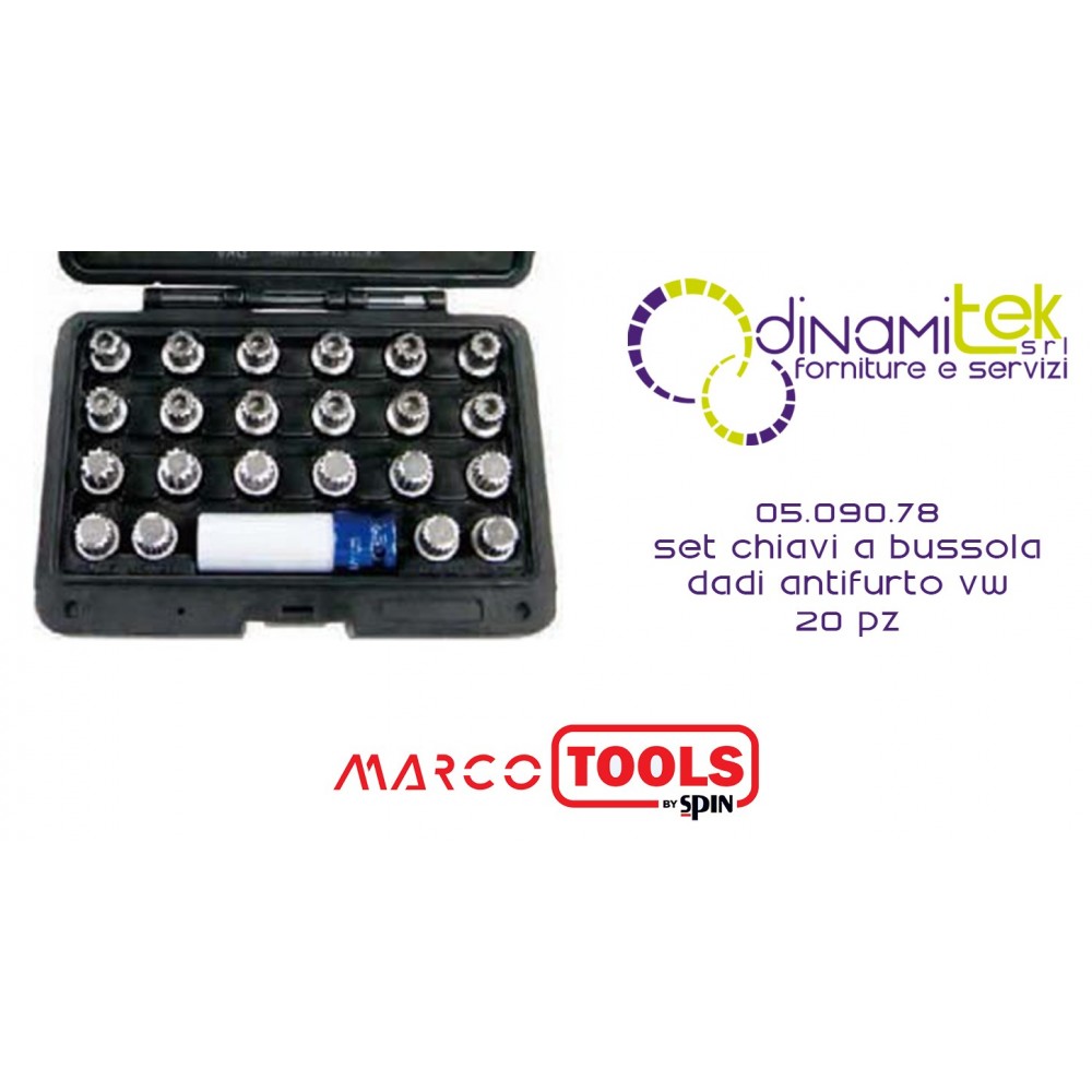 05.090.78 SET 20 CHIAVI A BUSSOLA PER RIMOZIONE DADI ANTIFURTO VW SPIN MARCO TOOLS Dinamitek 1