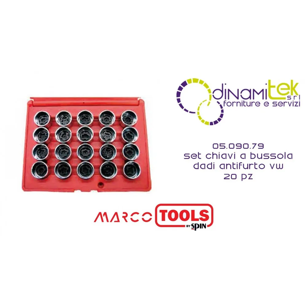 05.090.79 SET 20 CHIAVI A BUSSOLA PER RIMOZIONE DADI ANTIFURTO VW SPIN MARCO TOOLS Dinamitek 1