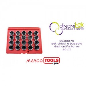 05.090.79 SET 20 CHIAVI A BUSSOLA PER RIMOZIONE DADI ANTIFURTO VW SPIN MARCO TOOLS Dinamitek 1