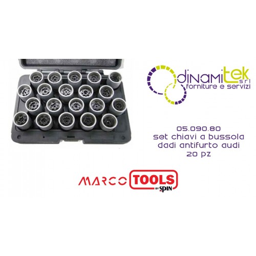 SPIN 05.090.80 SET 20 CHIAVI A BUSSOLA PER RIMOZIONE DADI ANTIFURTO AUDI Dinamitek 1
