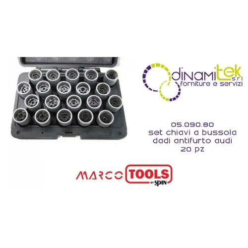 05.090.80 SET 20 CHIAVI A BUSSOLA PER RIMOZIONE DADI ANTIFURTO AUDI SPIN MARCO TOOLS Dinamitek 1