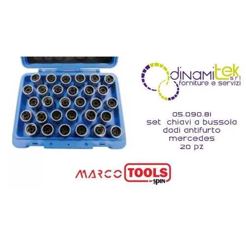 05.090.81 SET 20 CHIAVI A BUSSOLA PER RIMOZIONE DADI ANTIFURTO MERCEDES SPIN MARCO TOOLS Dinamitek 1