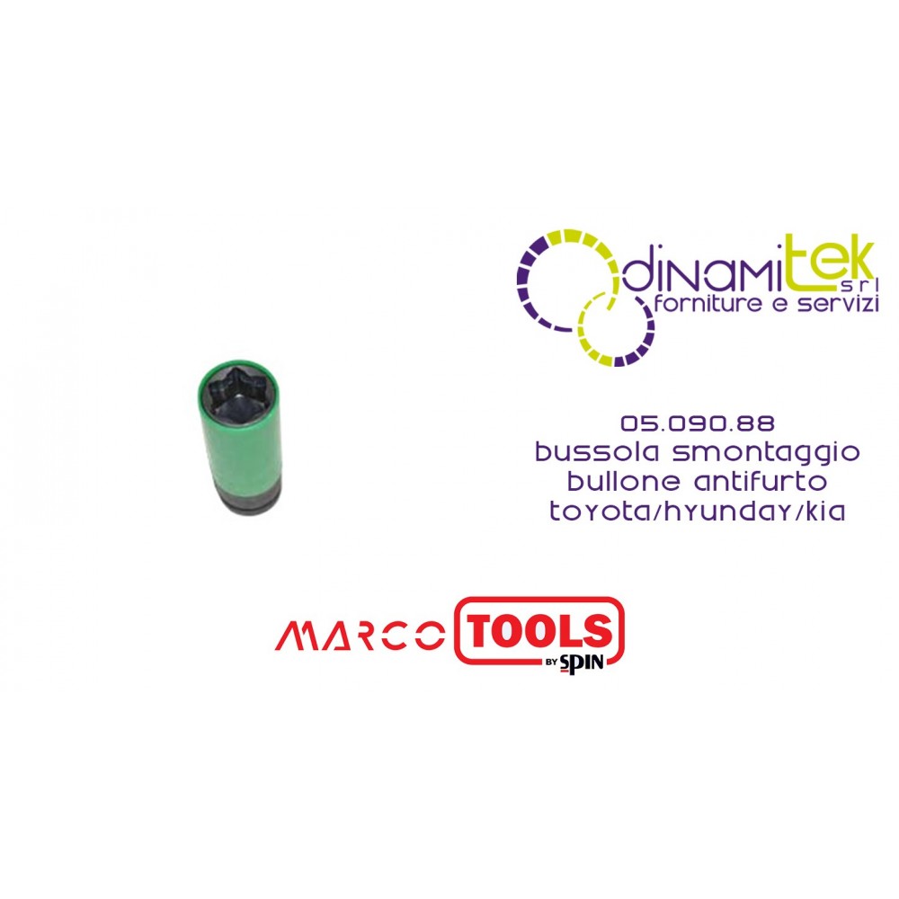 05.090.88 BUSSOLA SMONTAGGIO BULLONE ANTIFURTO TOYOTA/HYUNDAY/KIA SPIN MARCO TOOLS Dinamitek 1