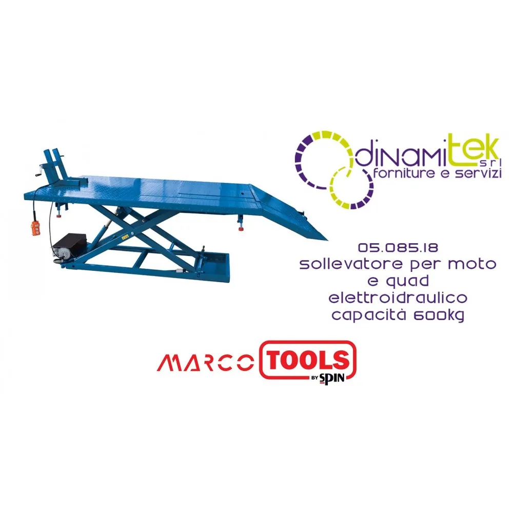 SPIN 05.085.18 SOLLEVATORE PER MOTO E QUAD ELETTROIDRAULICO capacità 600kg Dinamitek 1