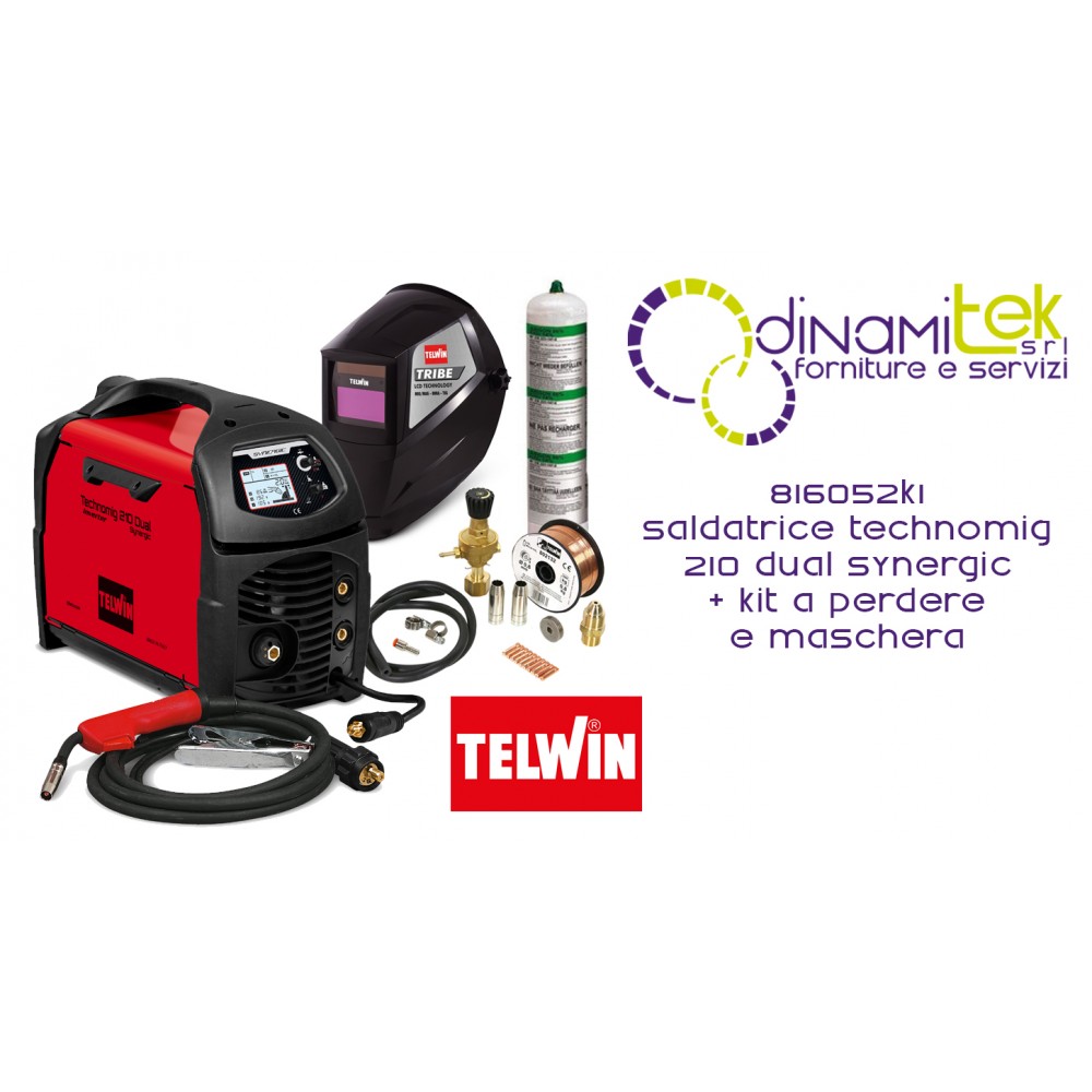 816052K2 TECHNOMIG 210 SALDATRICE MIG MAG EURO CON KIT OMAGGIO TELWIN Dinamitek 1