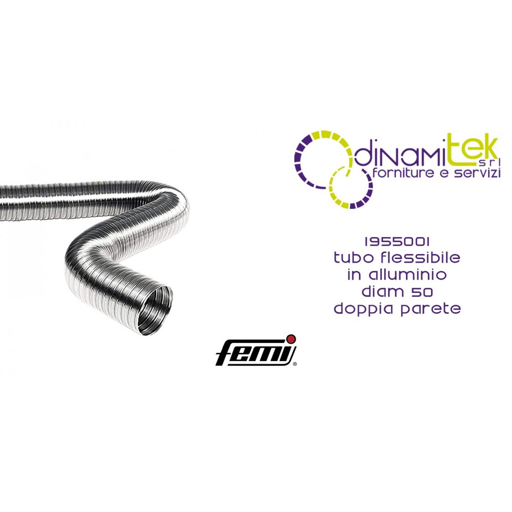 1955001 MANGUERA FLEXIBLE DE ALUMINIO DIAM 50 DOBLE PARED FEMI Dinamitek 1