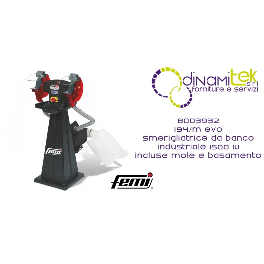 194 / M EVO AMOLADORA DE BANCO INDUSTRIAL DOBLE COD 8003932 FEMI Dinamitek 1