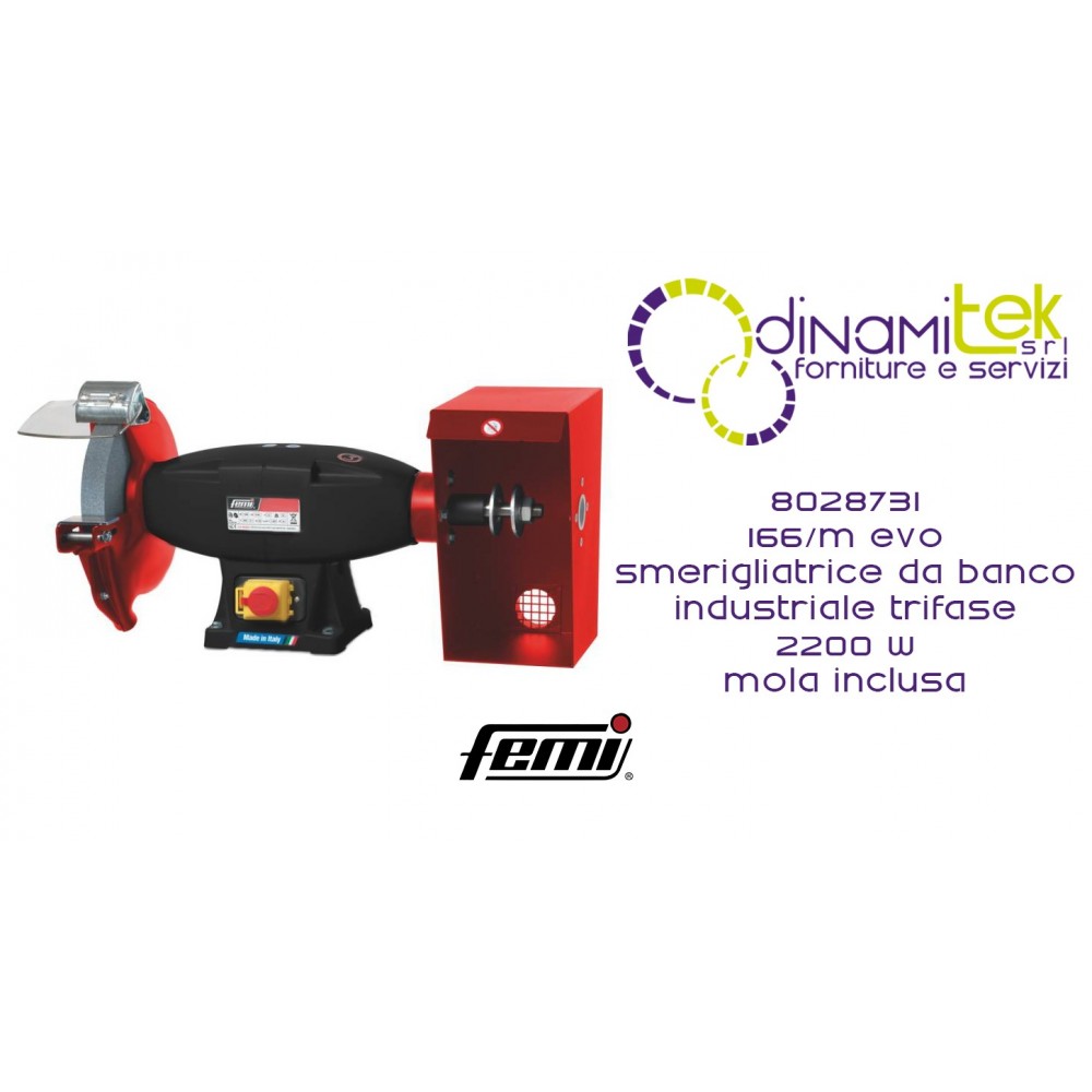 FEMI 8028731 166-M SMERIGLIATRICE DA BANCO COMBINATA INDUSTRIALE TRIFASE 2200W INCLUSA MOLA Dinamitek 1
