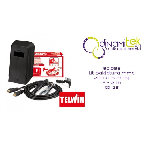 801096 KIT DE SOUDURE MMA 200 à 16 MMQ 3 + 2 M DROIT 25 TELWIN Dinamitek 1