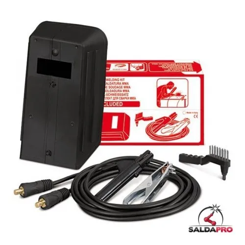 801096 KIT DE SOLDADURA MMA 200 A 16 MMQ 3 + 2 M DERECHA 25 TELWIN Dinamitek 2