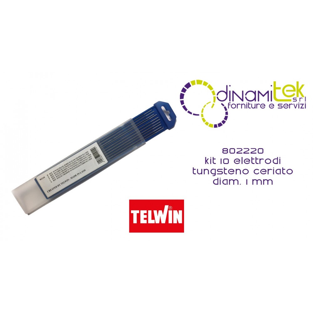 802220 KIT 10 ELECTRODOS DE TUNGSTENO ENCERADOS DIAM. TELWIN DE 1 MM Dinamitek 1