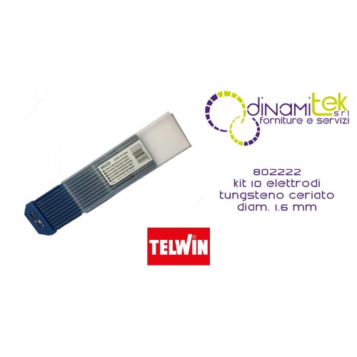 802222 KIT 10 éLECTRODES TUNGSTèNE CIRéES DIAM. 1,6 MM TELWIN Dinamitek 1