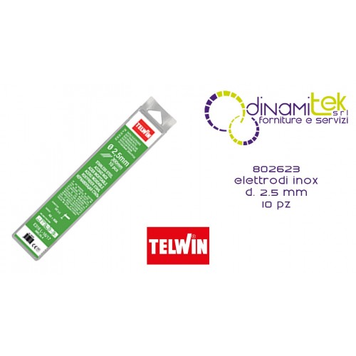 802623 ELECTRODOS DE ACERO INOXIDABLE DIAM. 2,5 MM 10 PIEZAS TELWIN Dinamitek 1