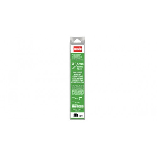 802623 ELECTRODOS DE ACERO INOXIDABLE DIAM. 2,5 MM 10 PIEZAS TELWIN Dinamitek 2