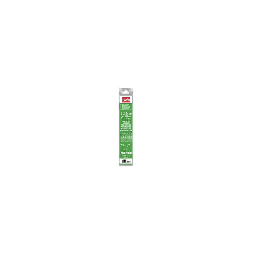 802623 éLECTRODES EN ACIER INOXYDABLE DIAM. 2,5 MM 10 PIèCES TELWIN Dinamitek 2