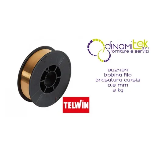 802434 ACCESSORIO SALDATRICE BOBINA FILO BRASATURA CU/SI3 0.8 mm 3 kg TELWIN Dinamitek 1