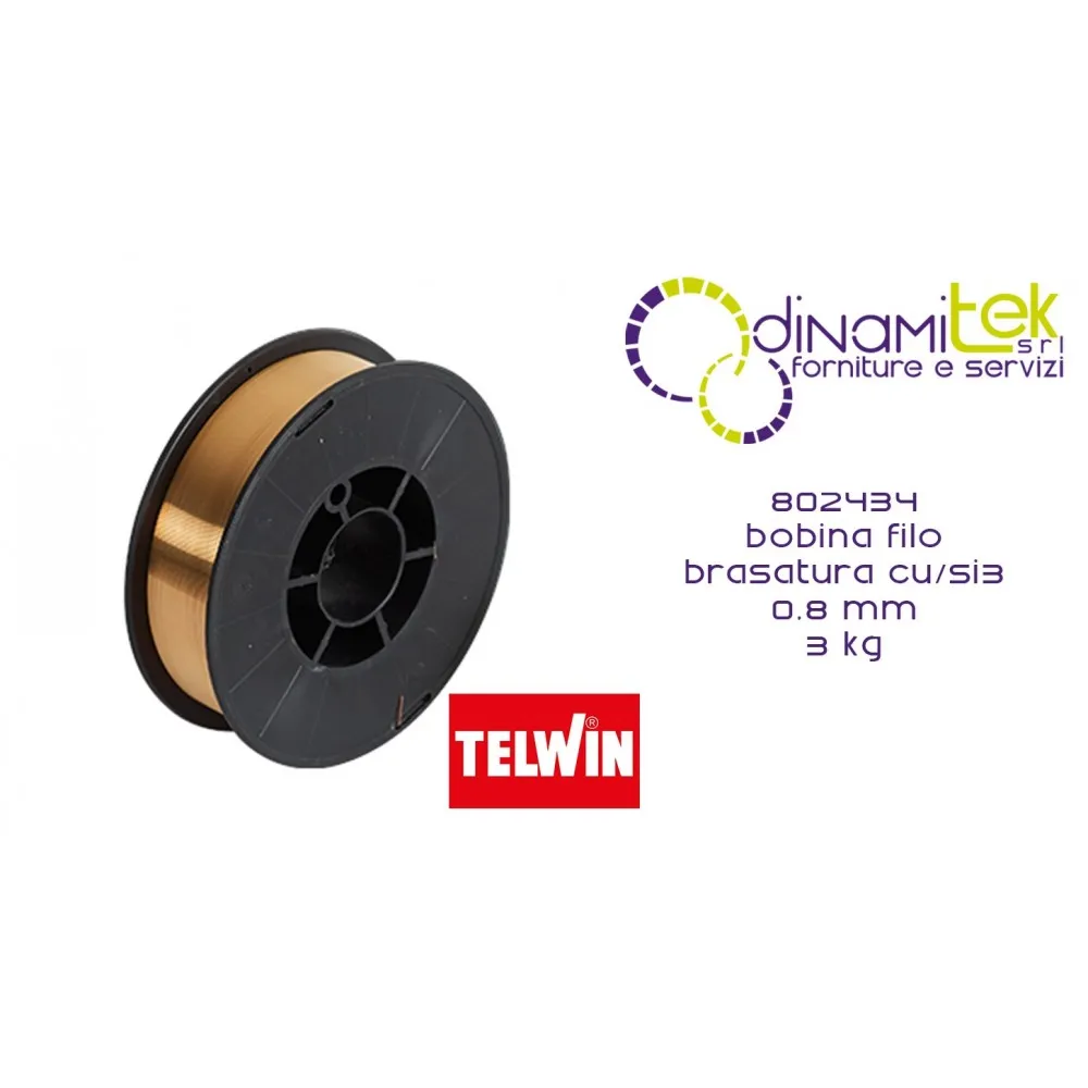 802434 ACCESSORIO SALDATRICE BOBINA FILO BRASATURA CU/SI3 0.8 mm 3 kg TELWIN Dinamitek 1